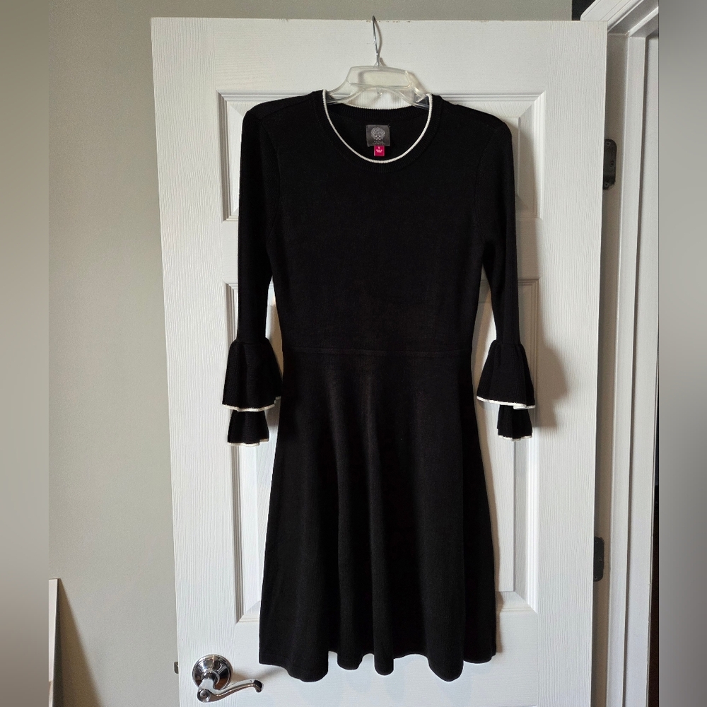 Vince Camuto Black Dress with‎ White Accents